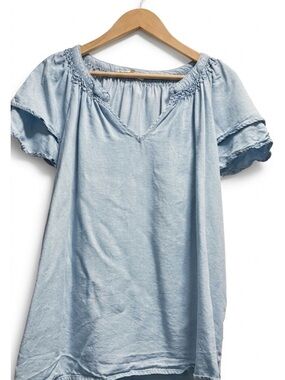 CLEO Light Blue Jean Top, Size XL